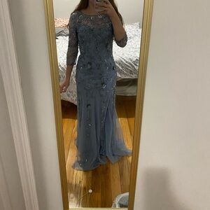 Adrianna Papell Light Blue Floral Maxi Dress